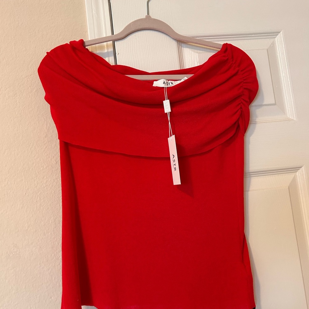 Astr Vibrant Red Off-Shoulder Top